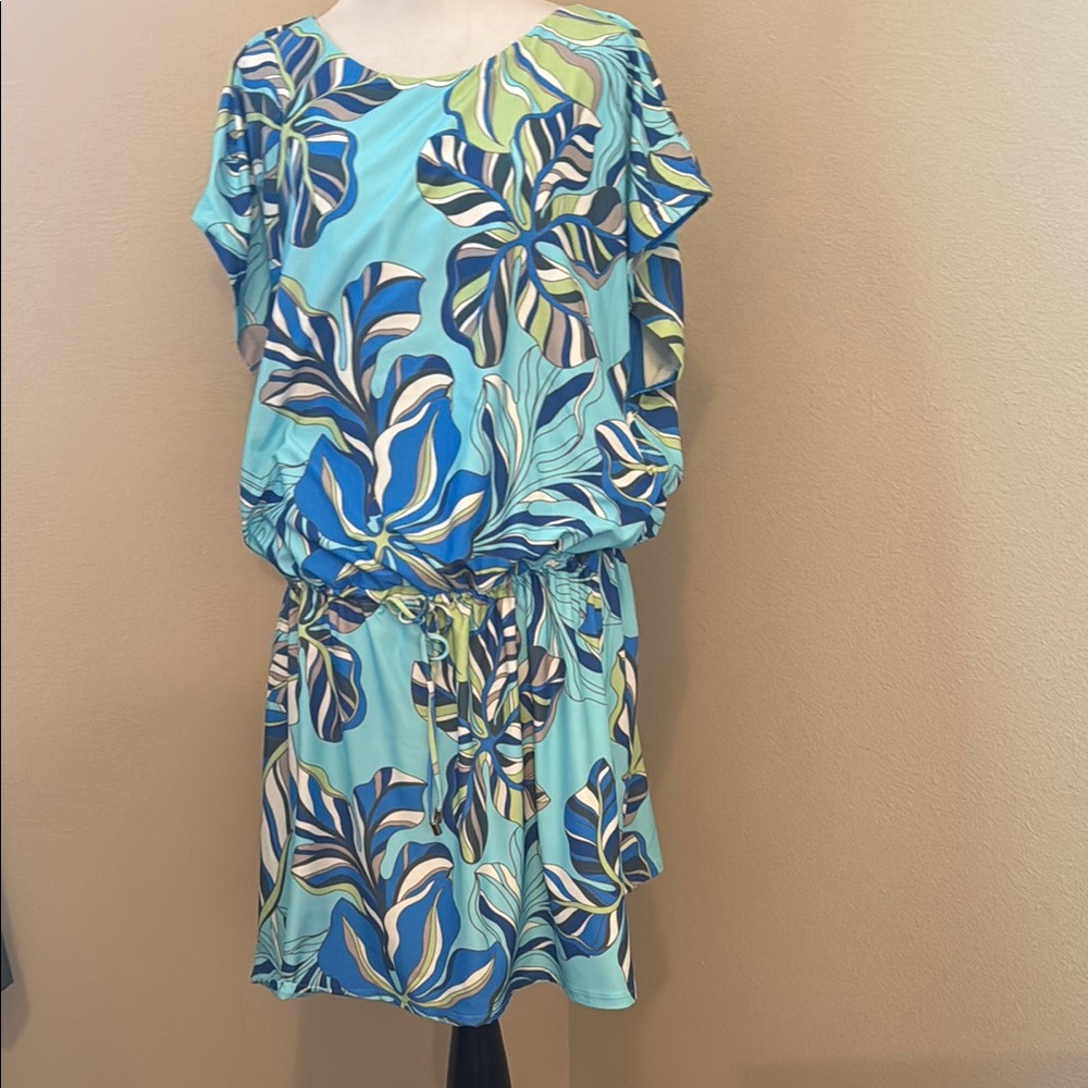Women Tropical Blue Dress